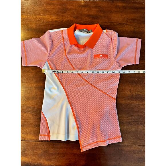Adidas x Stella McCartney Shirt Sz Med Wmns Golf Polo Orange White Short Sleeve - Picture 4 of 6